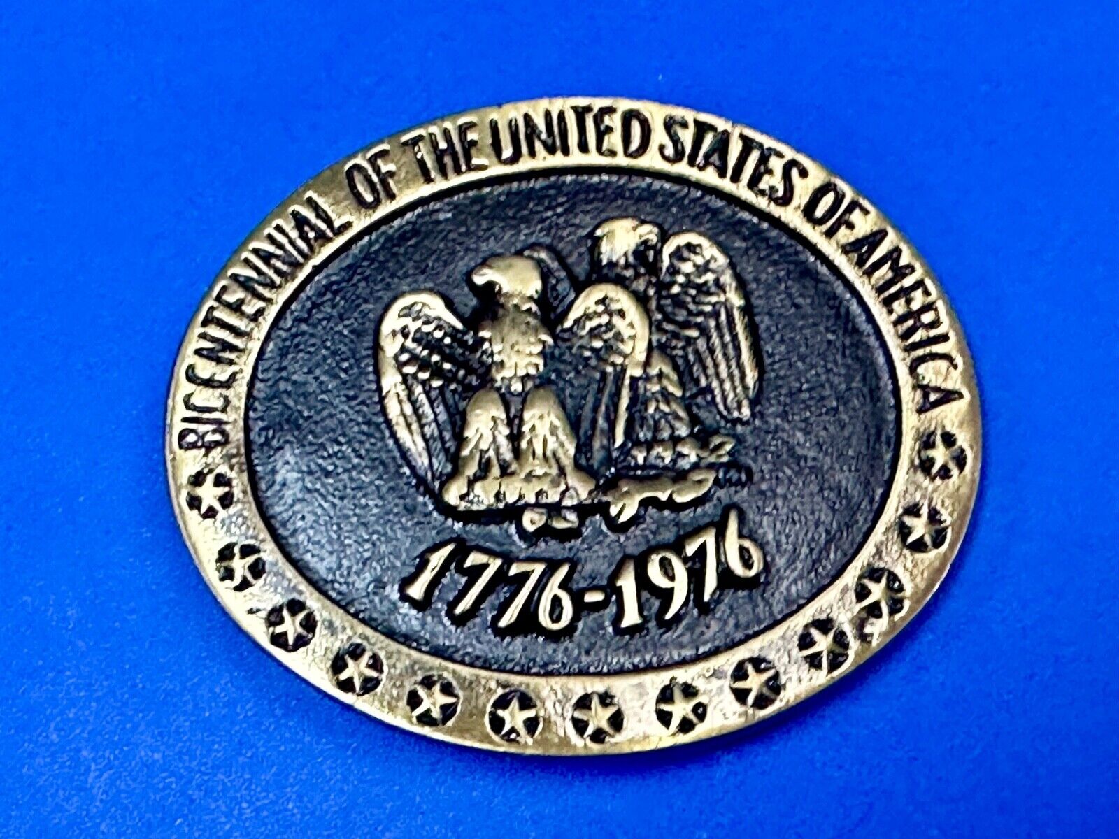 United States of American bicentennial Patriotic Eagle solid brass belt buckle