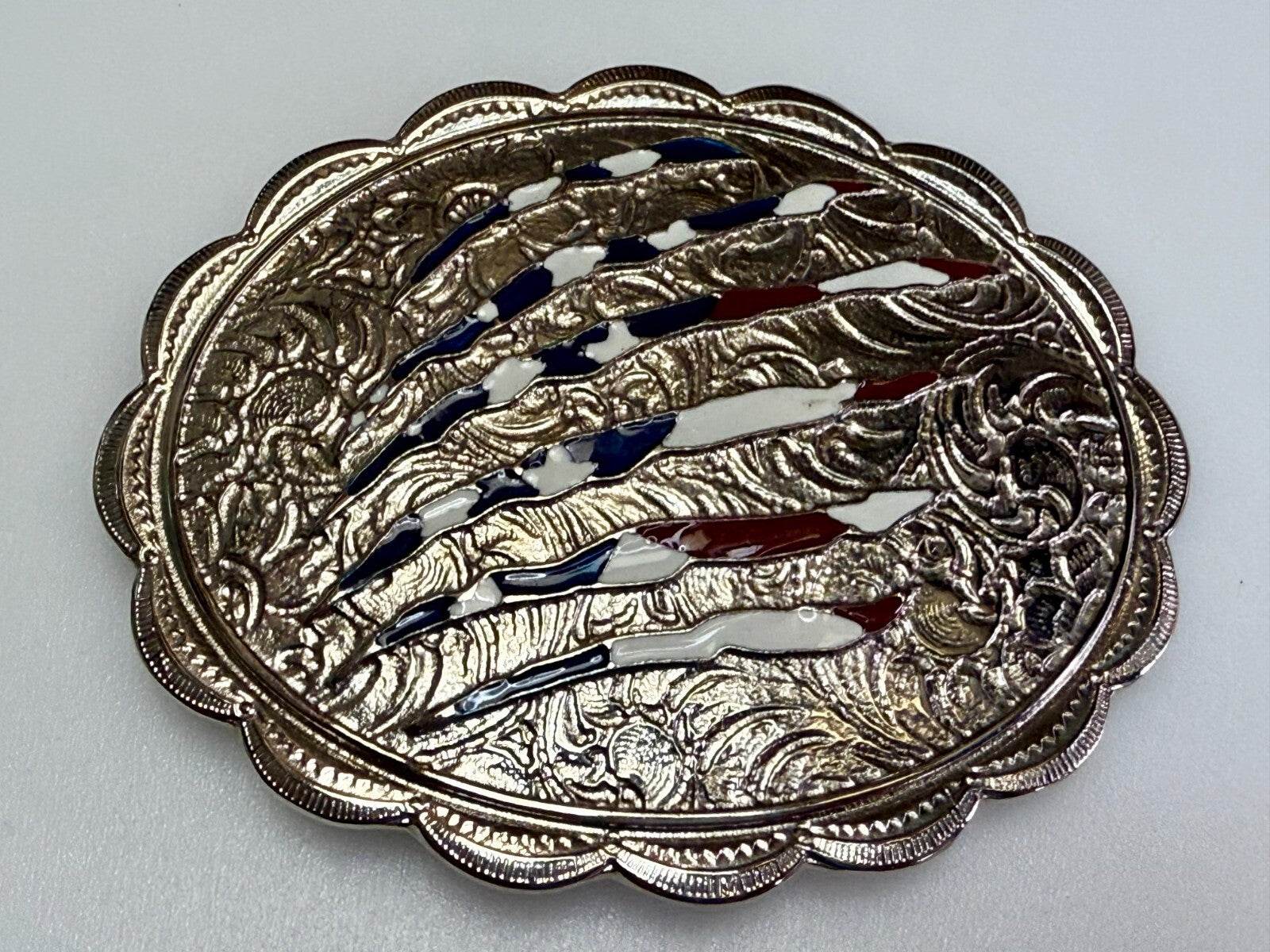 United States of America Flag Sliced Pattern on Western Belt Buckle by Shyanne
