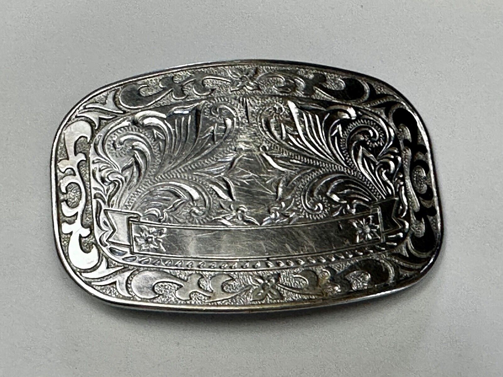 Vintage Blank Award Ribbon Rodeo Trophy Style Ornate Belt Buckle to engrave