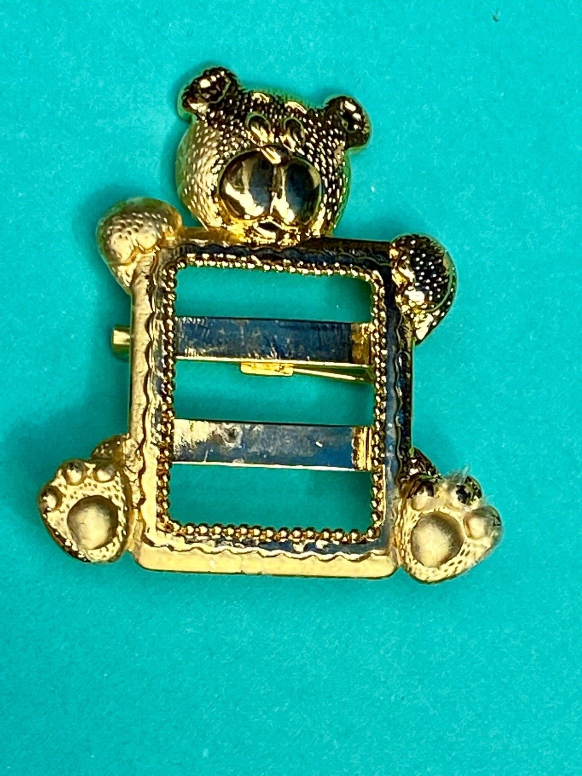 Vintage JJ Brooch Teddy Bear Cut-Out Gold Tone Brooch Pin For Your Picture