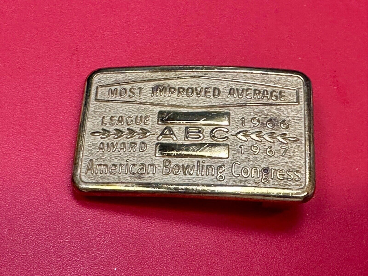 1966 - 67  MOST IMPROVED BOWLING AVERAGE - BLANK -  BELT BUCKLE ABC LEAGUE AWARD