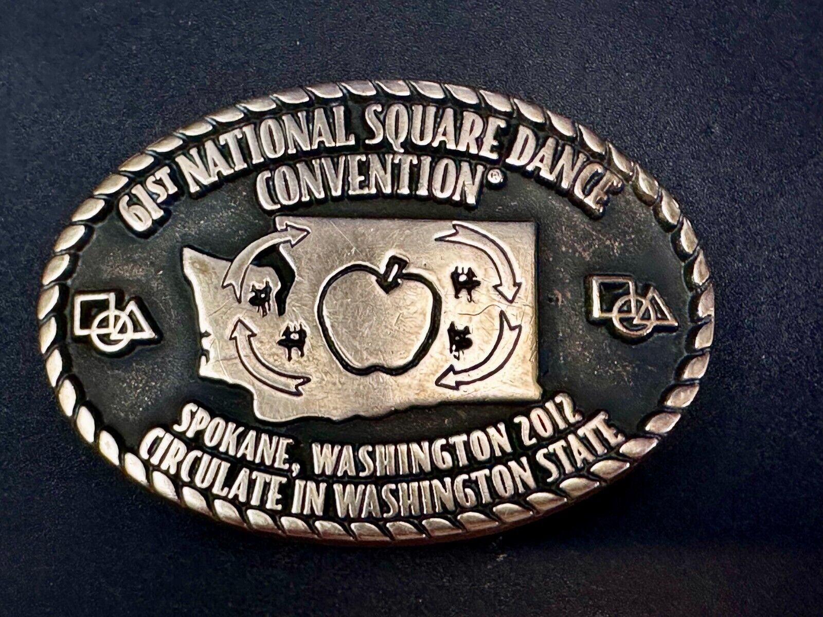 61st National Square Dance Convention Circulate in WA State Spokane Belt Buckle