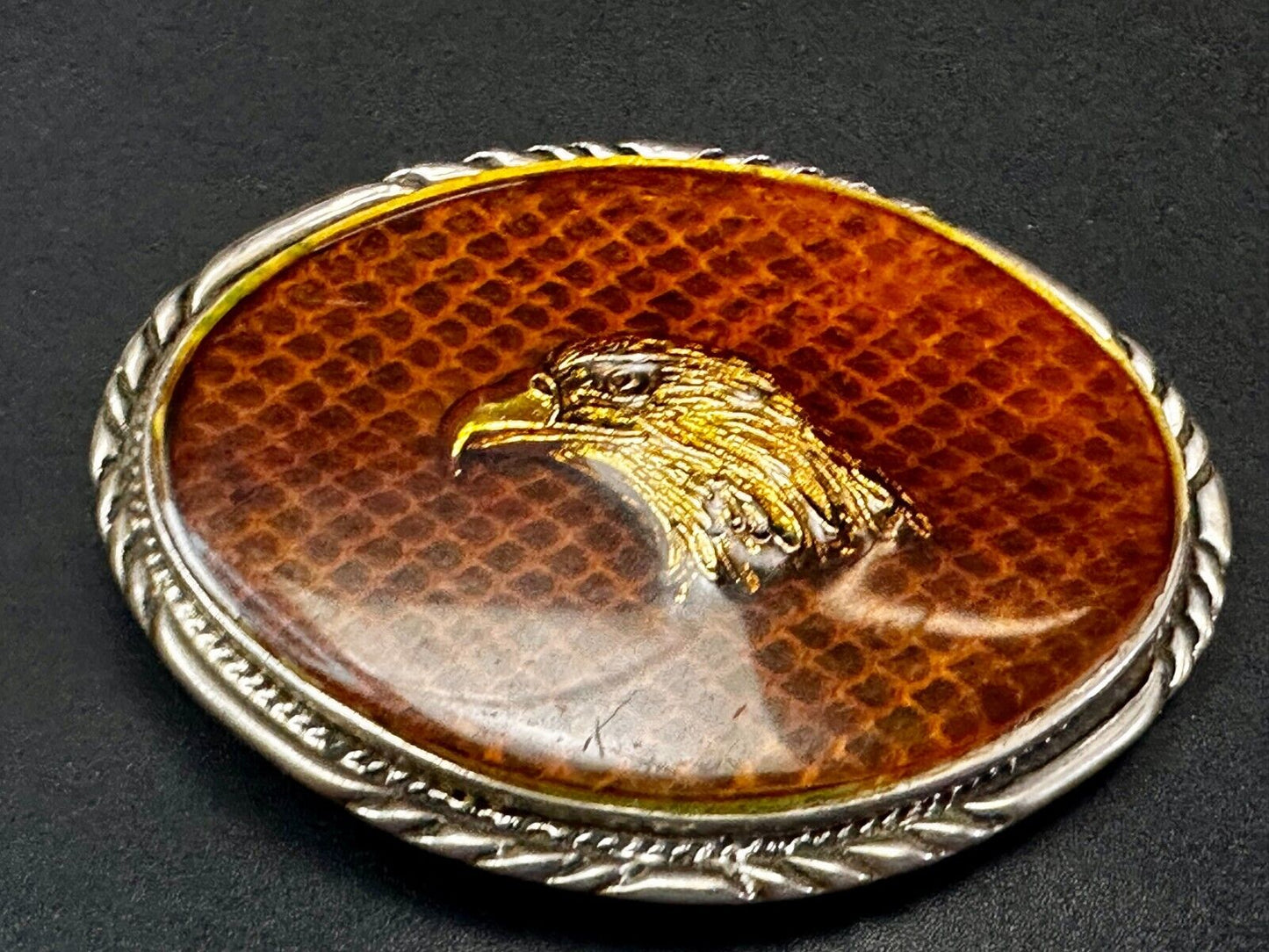 American Bald Eagle Head on DiamondBack Rattler Patriotic Belt Buckle by SSI