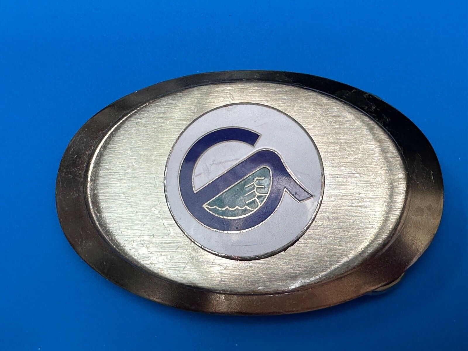 Unknown to me!  Company Sign Logo Vintage Oval Silver Tone Belt Buckle