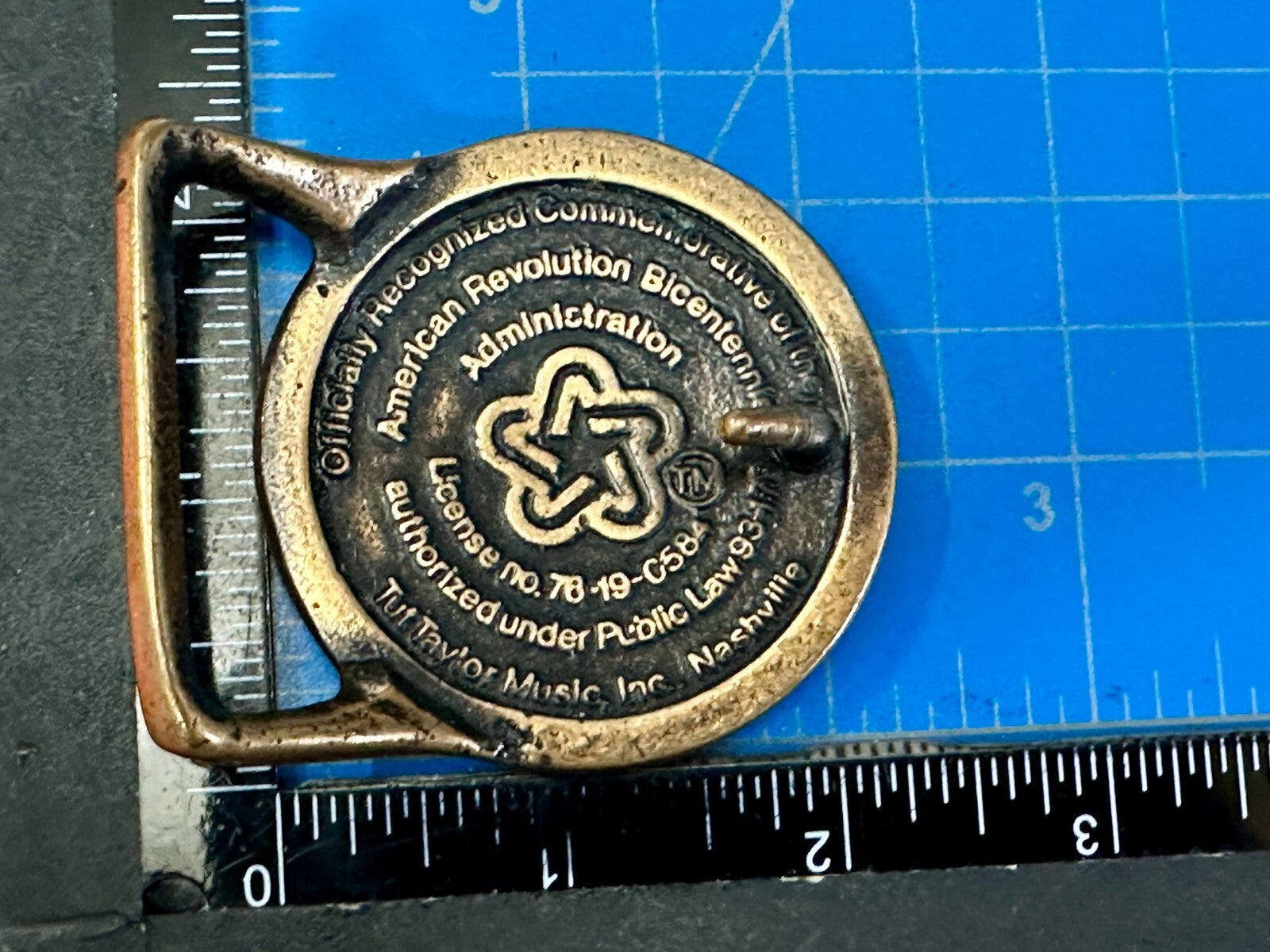 American Bicentennial Revolution Tough Taylor Music Solid Brass Belt Buckle