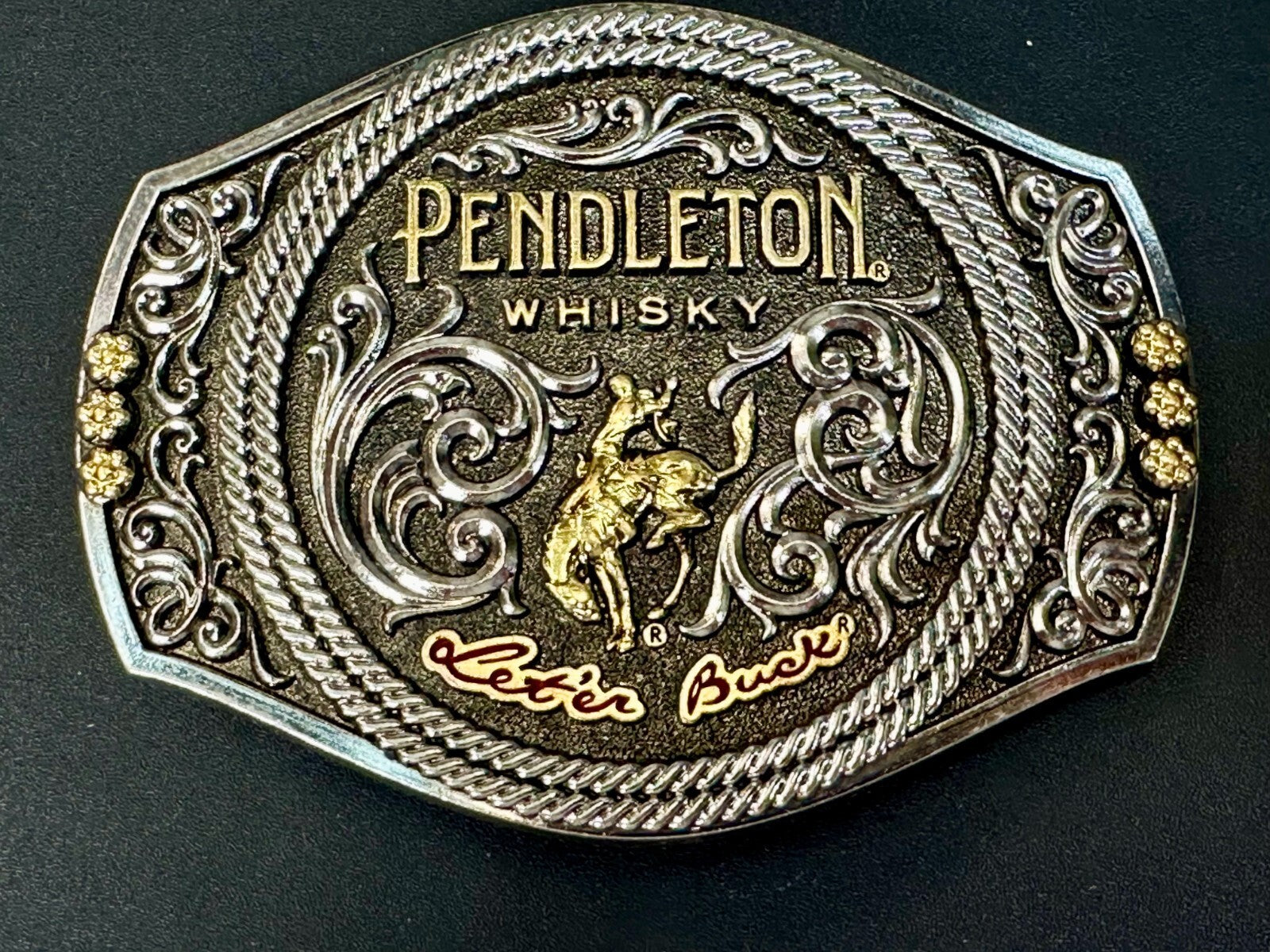 2021 Pendleton Whiskey Let'er Buck Rodeo Cowboy Montana Silversmiths Belt Buckle
