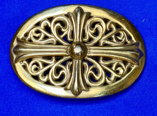 Beautiful Ornate Gold Color Western See Through Oval Belt Buckle