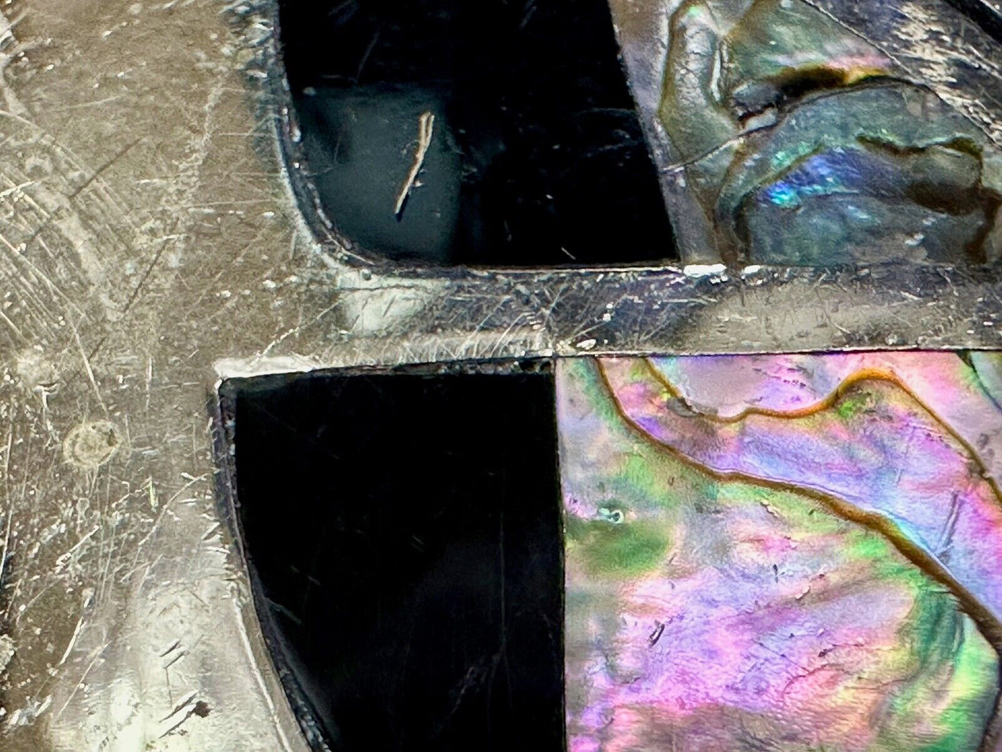 Abalone Shell Butterfly - Gorgeous vintage raised sterling silver?  belt buckle