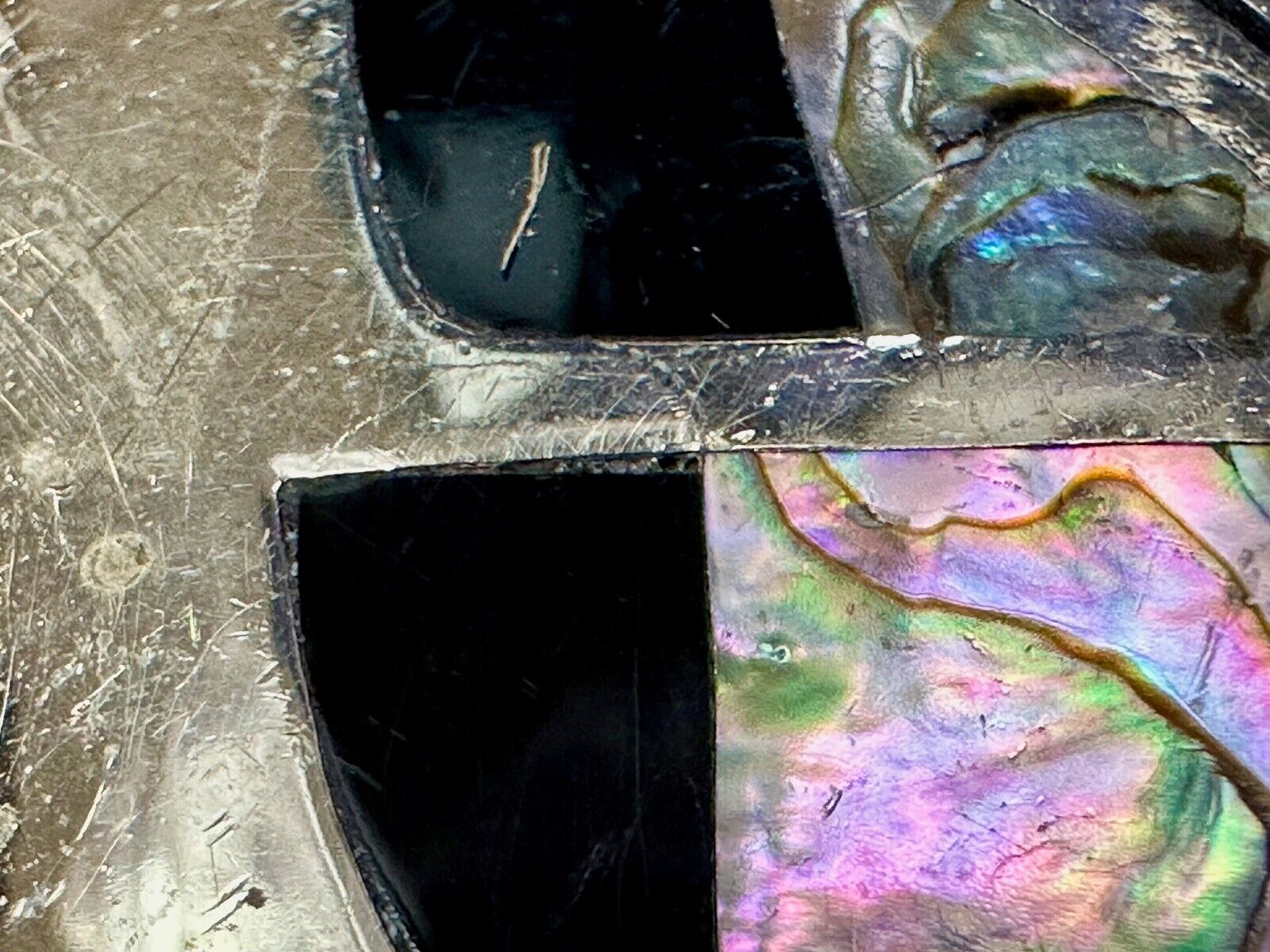 Abalone Shell Butterfly - Gorgeous vintage raised sterling silver?  belt buckle