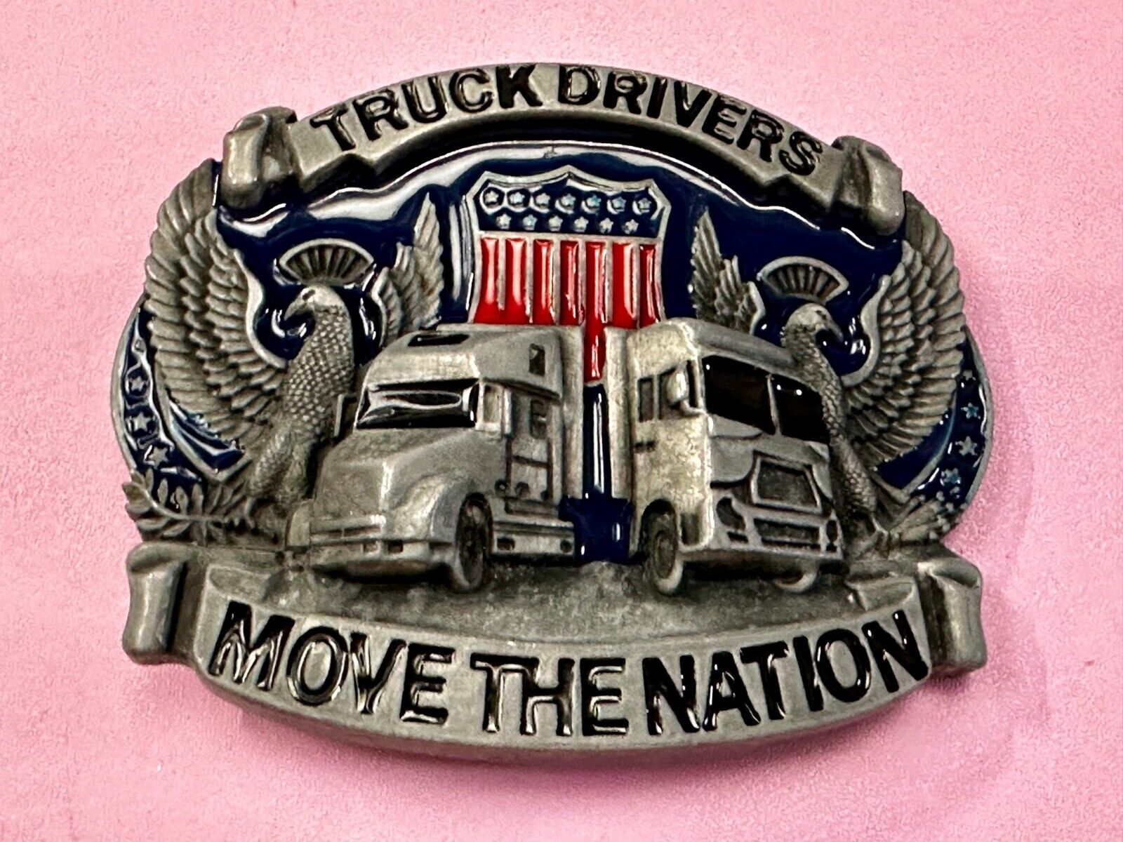 Truck Drivers Move The Nation 3-D Eagle American Trucker Commemorate Belt Buckle
