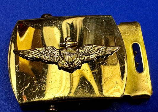 US Navy Aviator Officer Pilot Air Warfare Eagle Seal Brass Ratchet Belt Buckle