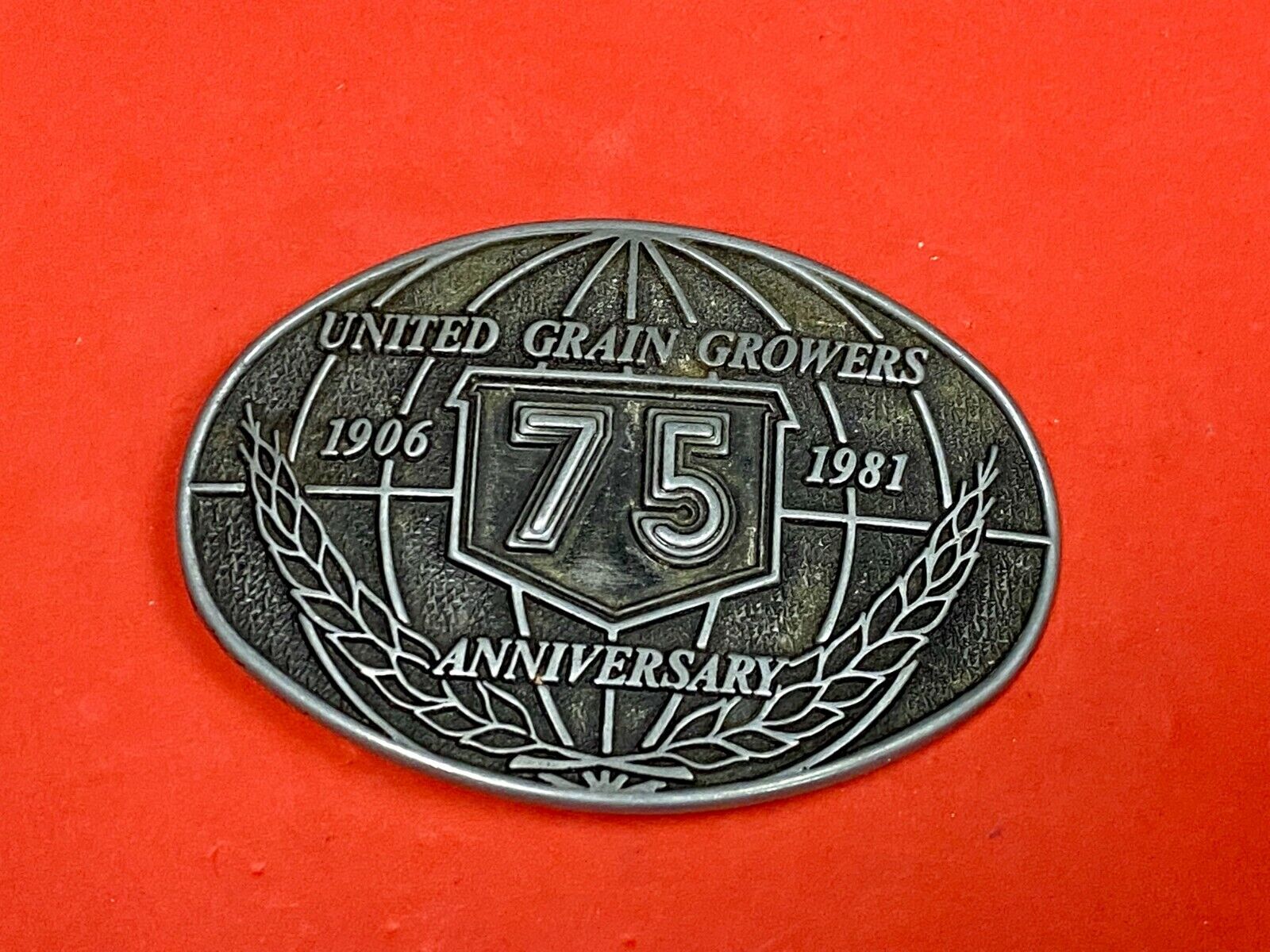 United Grain Growers 75 Years 1906-1981 Farming Commemorative Belt Buckle