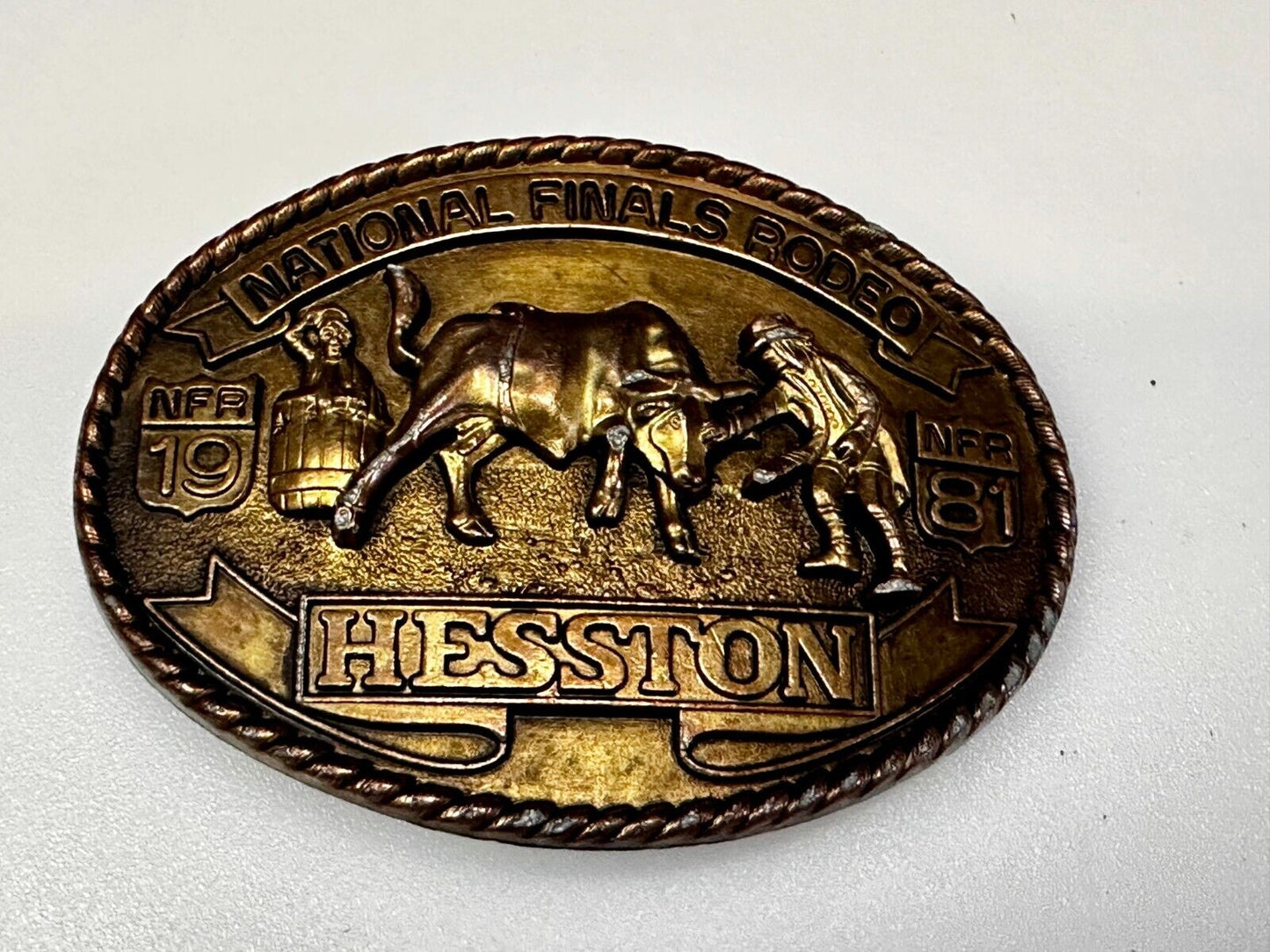 1981 Hesston NFR National Finals Rodeo Cowboys Western Belt Buckle