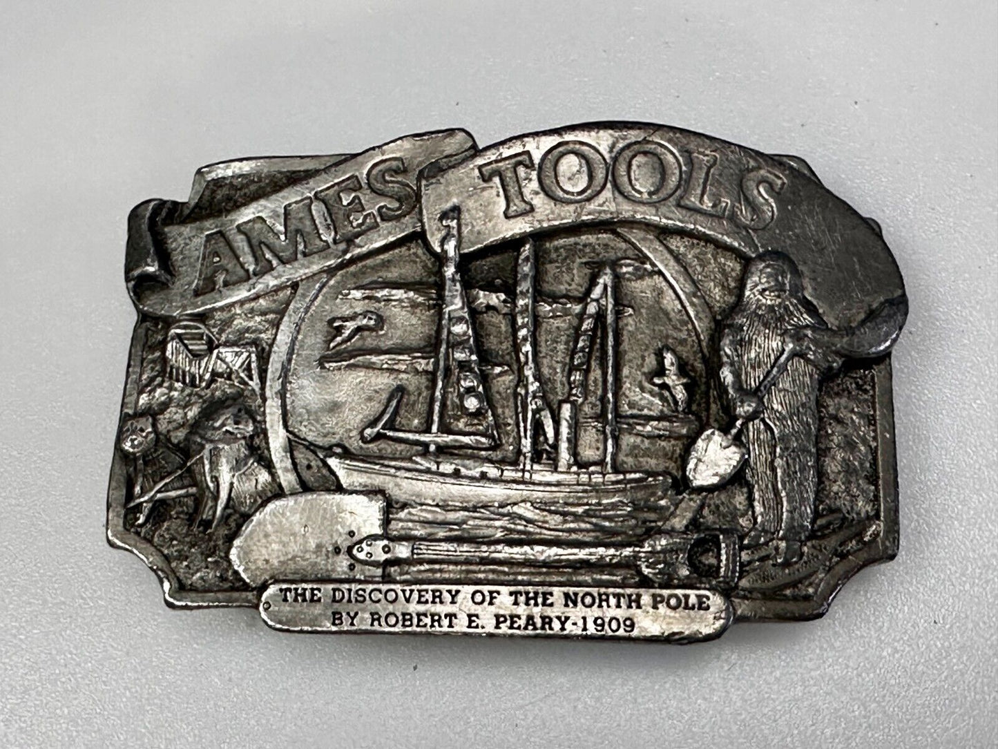 AMES TOOLS The Discovery of the North Pole by Robert E. Peary 1983 Belt Buckle