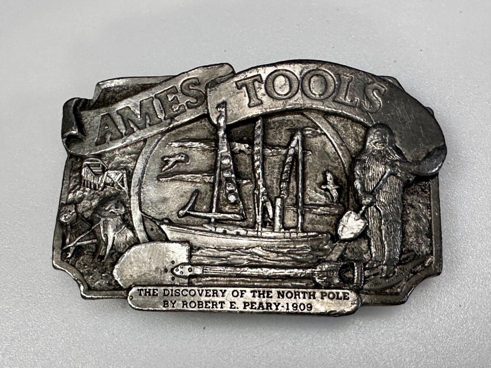AMES TOOLS The Discovery of the North Pole by Robert E. Peary 1983 Belt Buckle