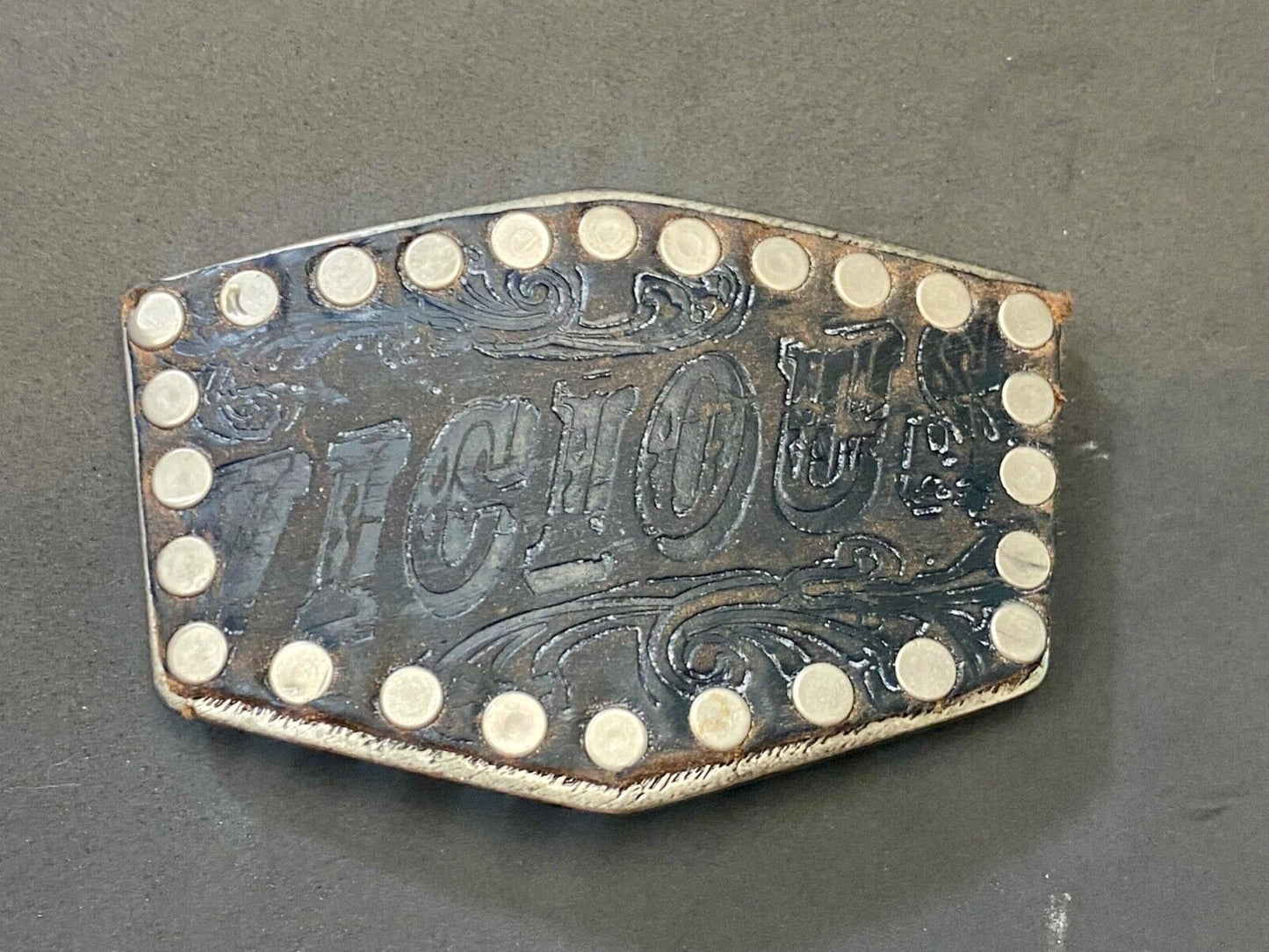 VICIOUS - statement  -Sid Studded brown faux? Leather belt buckle