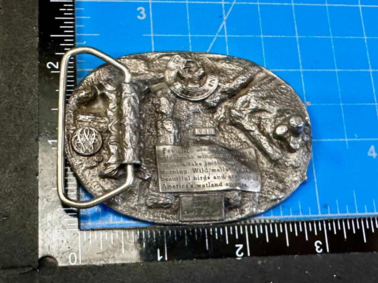 American Wild Mallards Ducks  Flying Over the Lake VTG 1983 Belt Buckle Siskiyou