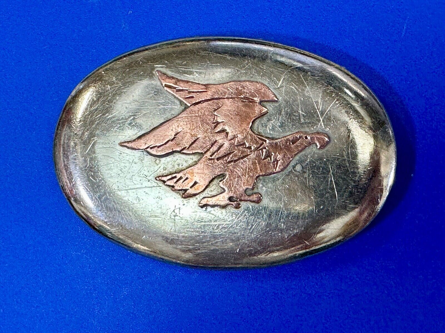 Flying Diving Hunting Patriotic EAGLE on Western two tone oval belt buckle