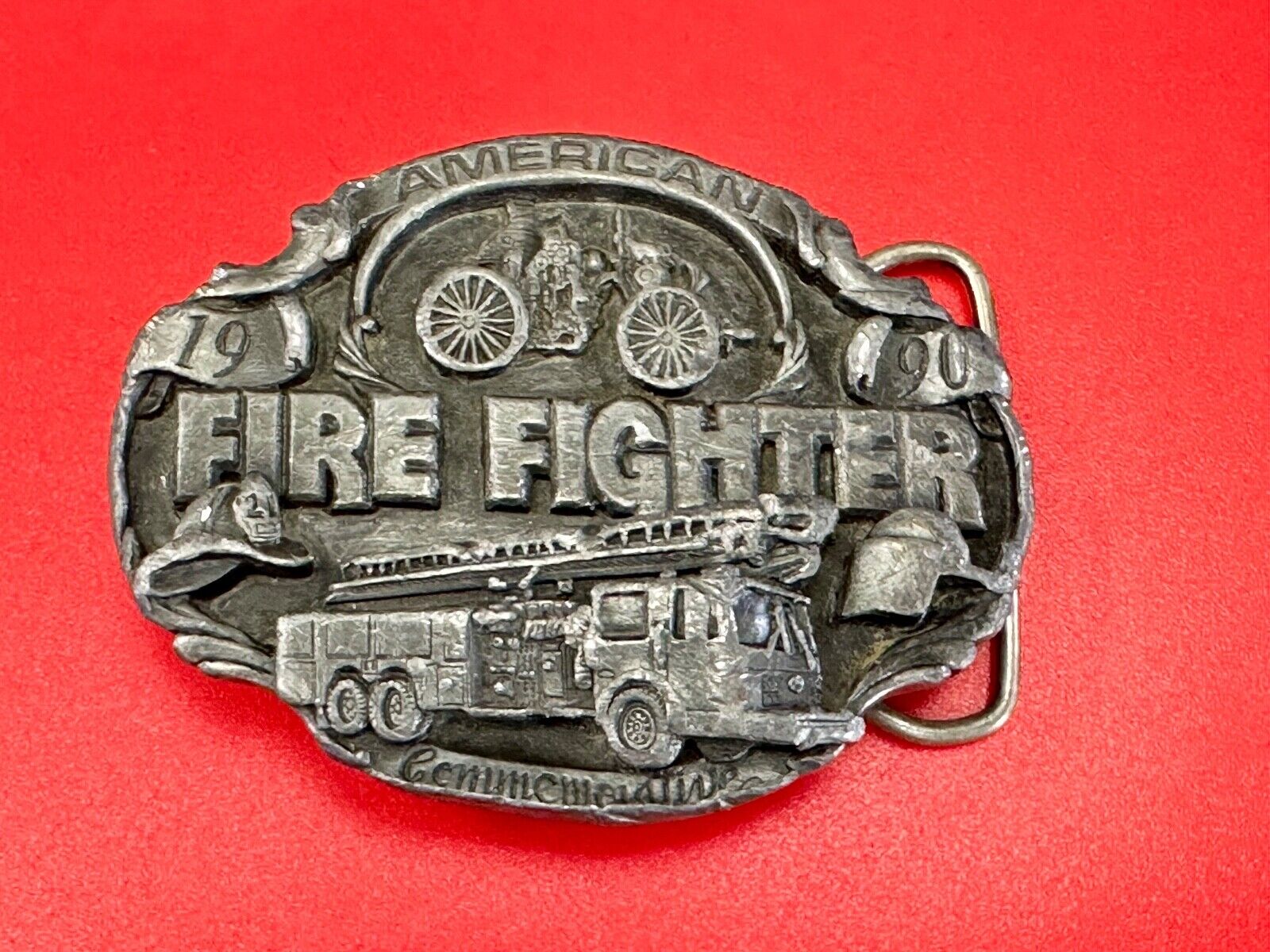 American Fire Fighter Commemorative Hook & Latter Arroyo Grande belt buckle