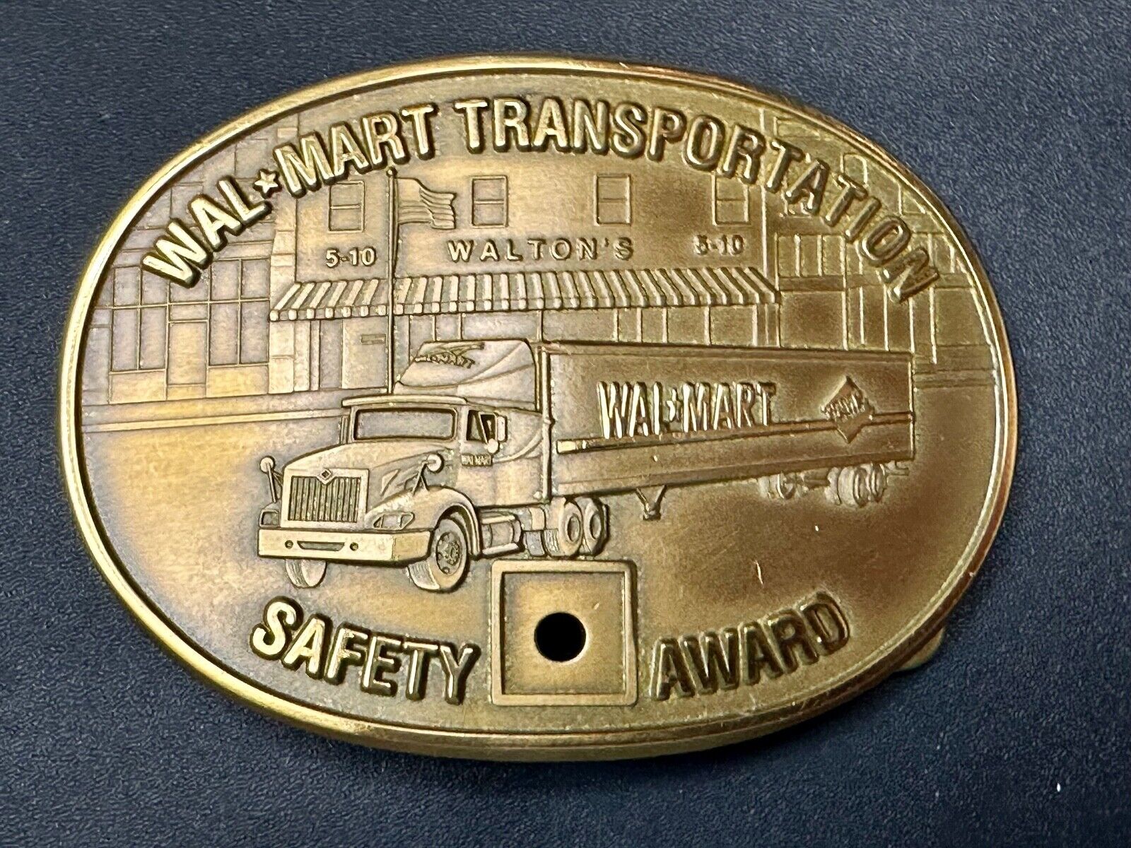 510 Waltons AR Walmart Transportation Semi Driver Safety Award Brass Belt Buckle
