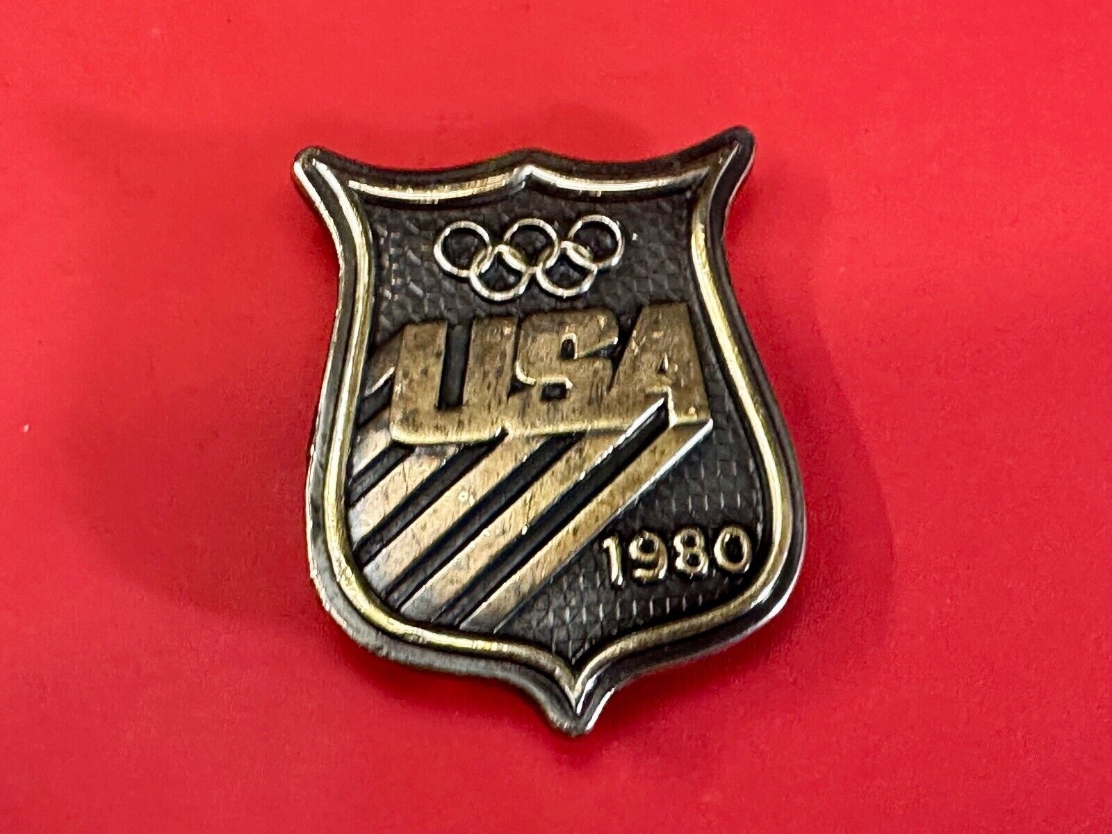 Vintage 1980 USA Olympic Teams Badge Shaped Bergamot belt buckle