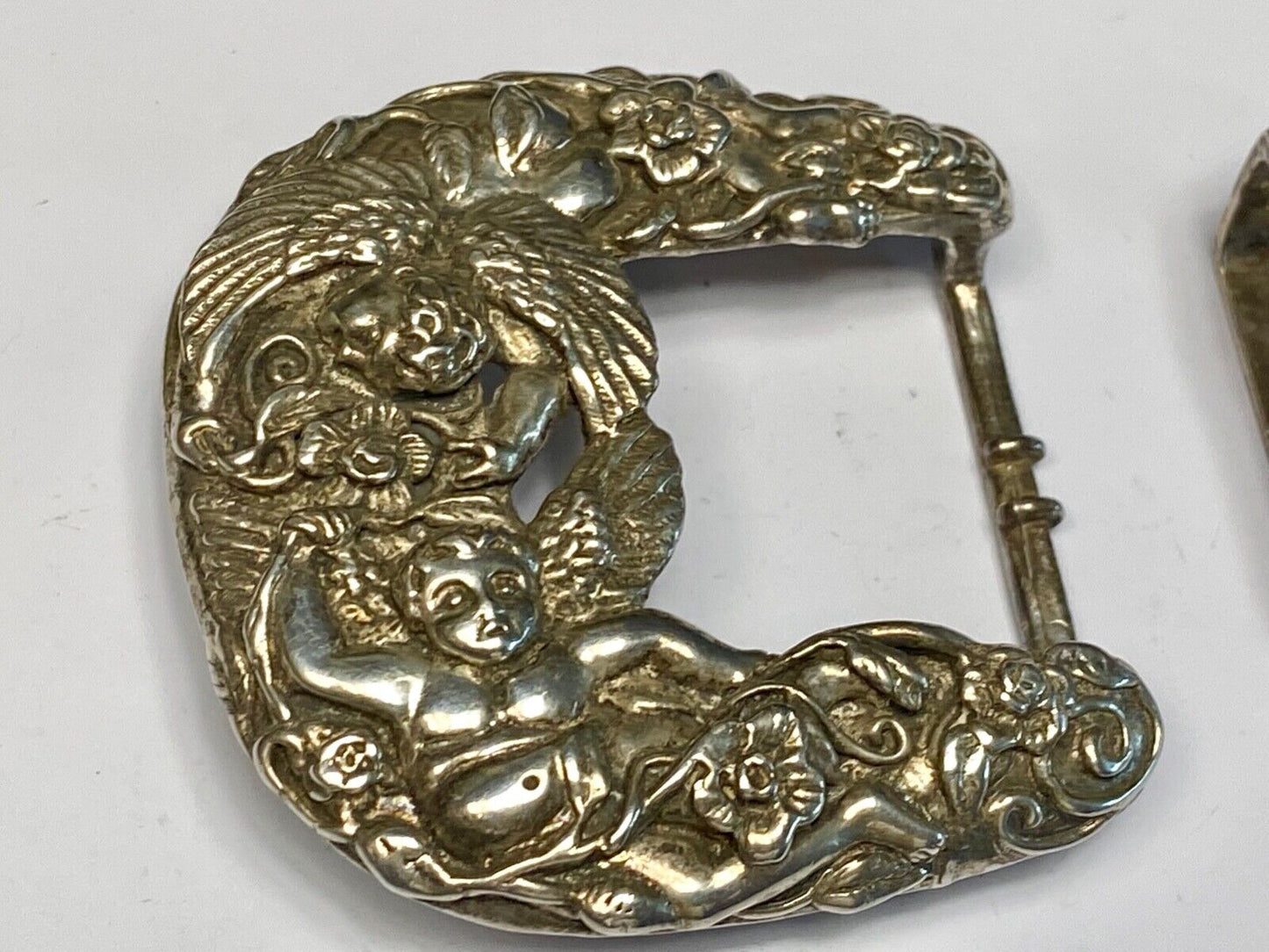 Amazing Andrea Barnett Angel Swirl Vtg. Sterling Silver belt buckle & Loop 110 G