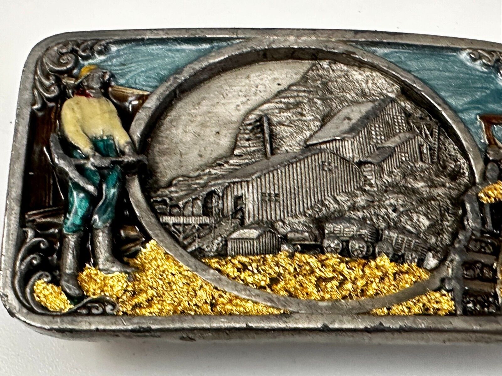 Underground Miners Processing Mill Historical Vintage 1983 Siskiyou Belt Buckle