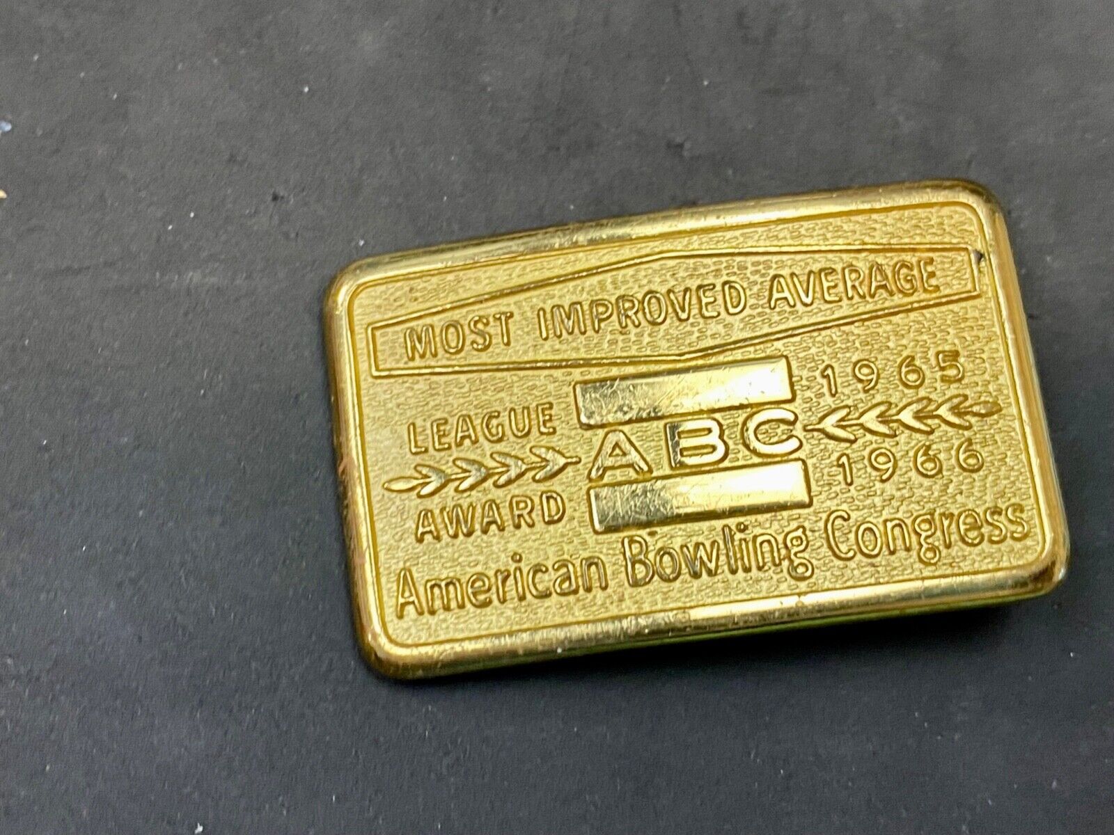 1965 - 66 ABC Bowling Bowler's BLANK Most improved average award belt buckle