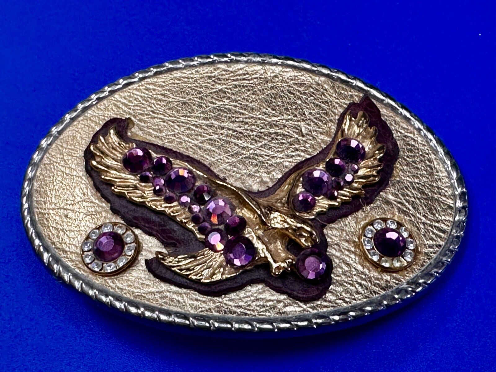 American Eagle Purple Crystal Studded Patriotic Belt Buckle by Michelle Monroe