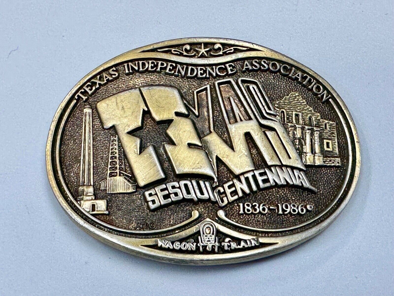 Texas State Sesquicentennial 150 year celebration solid brass ADM belt buckle