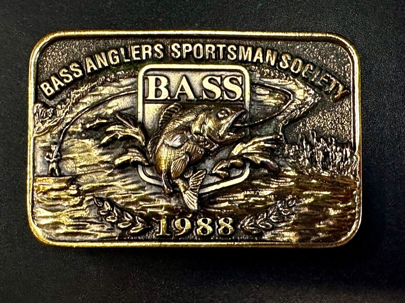 1988 Bass Anglers Sportsman Society Club Great American Belt Buckle