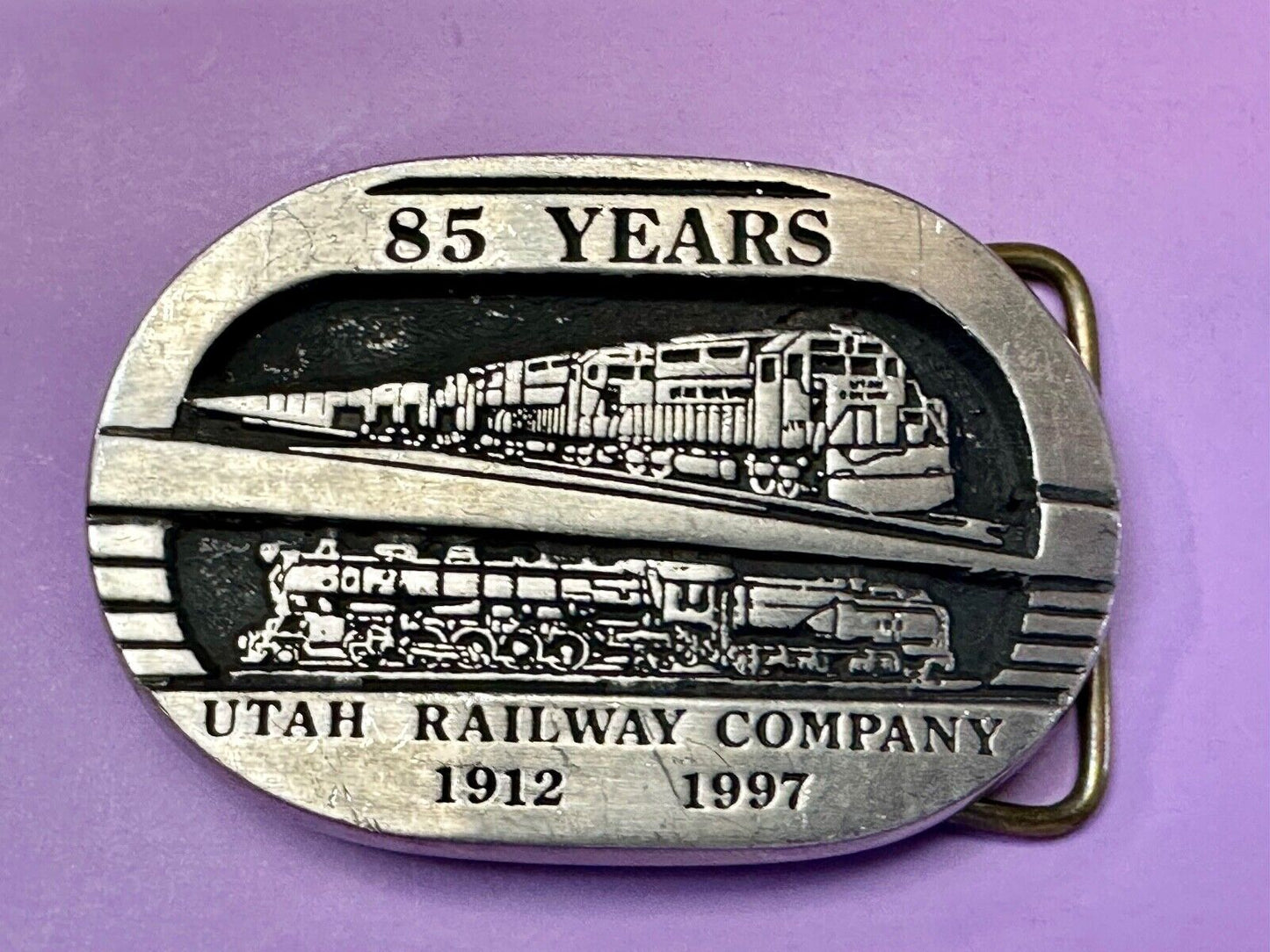 Utah Railway Co Vtg Train Railroad 85 Years - Gary Prazen Sculpture Belt Buckle