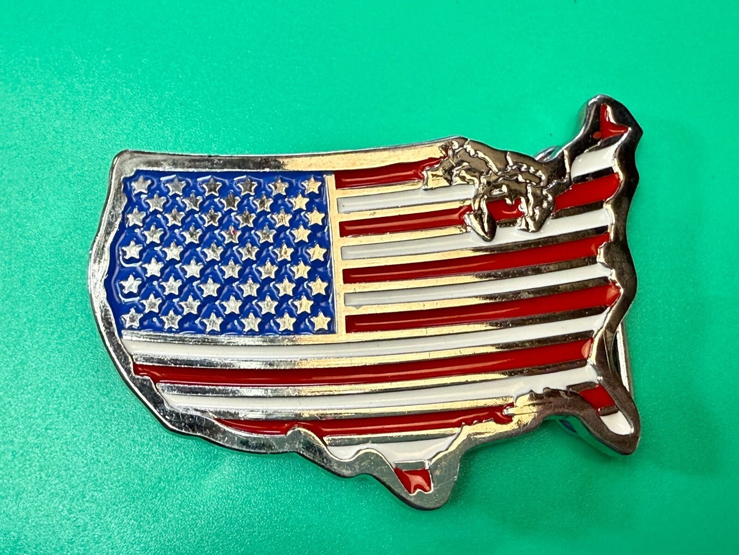 United States of America Flags Figural Cutout Patriotic Belt Buckle