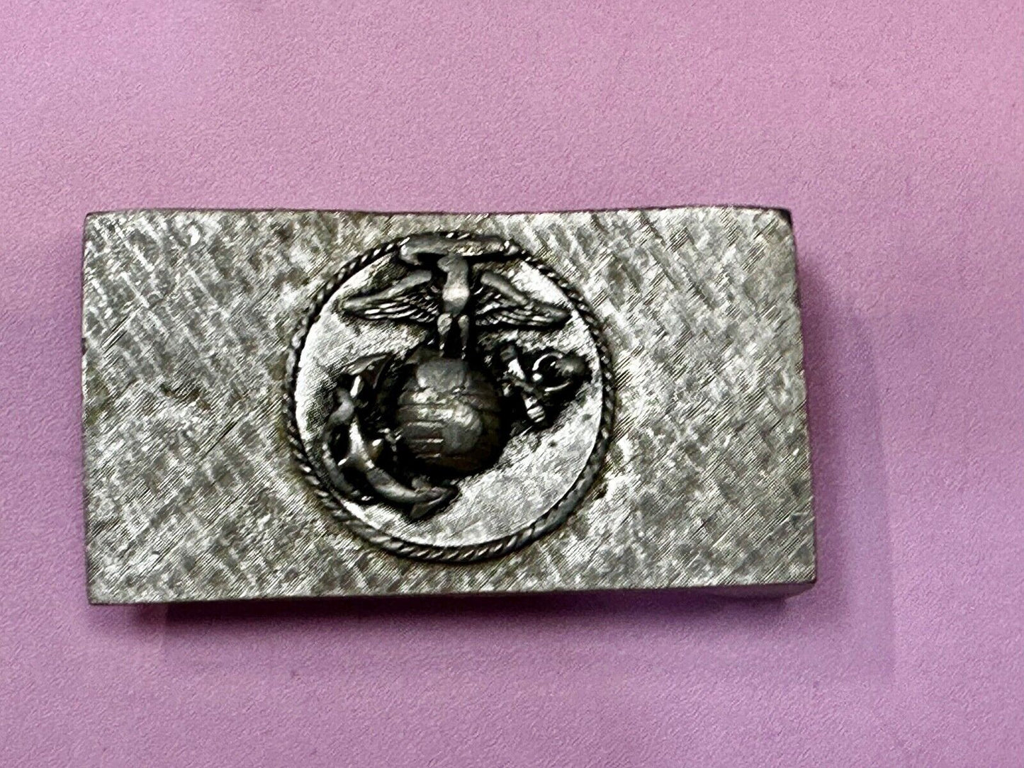 United States Marines Corps USA Military Emblem Silver Tone Belt Buckle