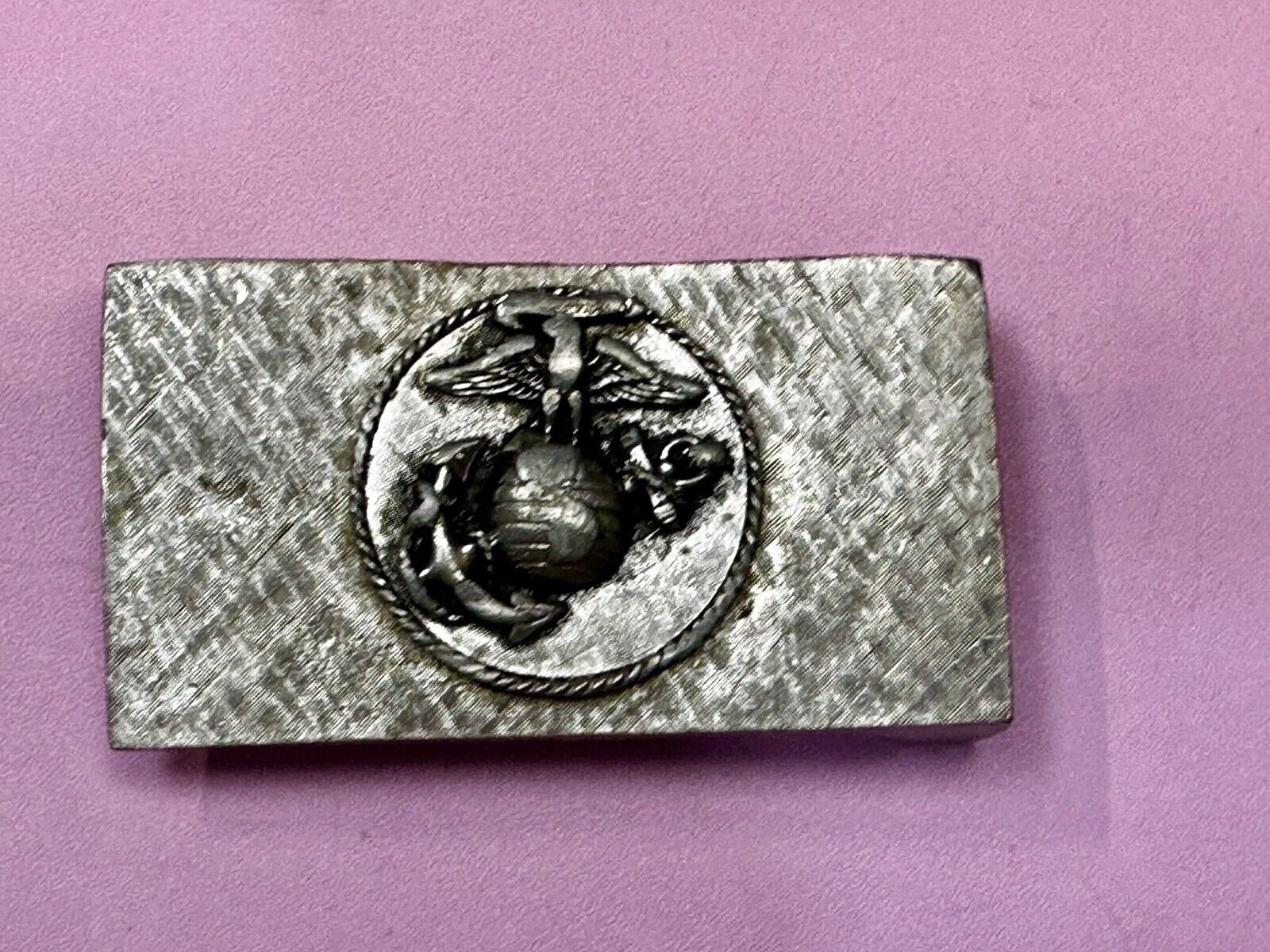 United States Marines Corps USA Military Emblem Silver Tone Belt Buckle