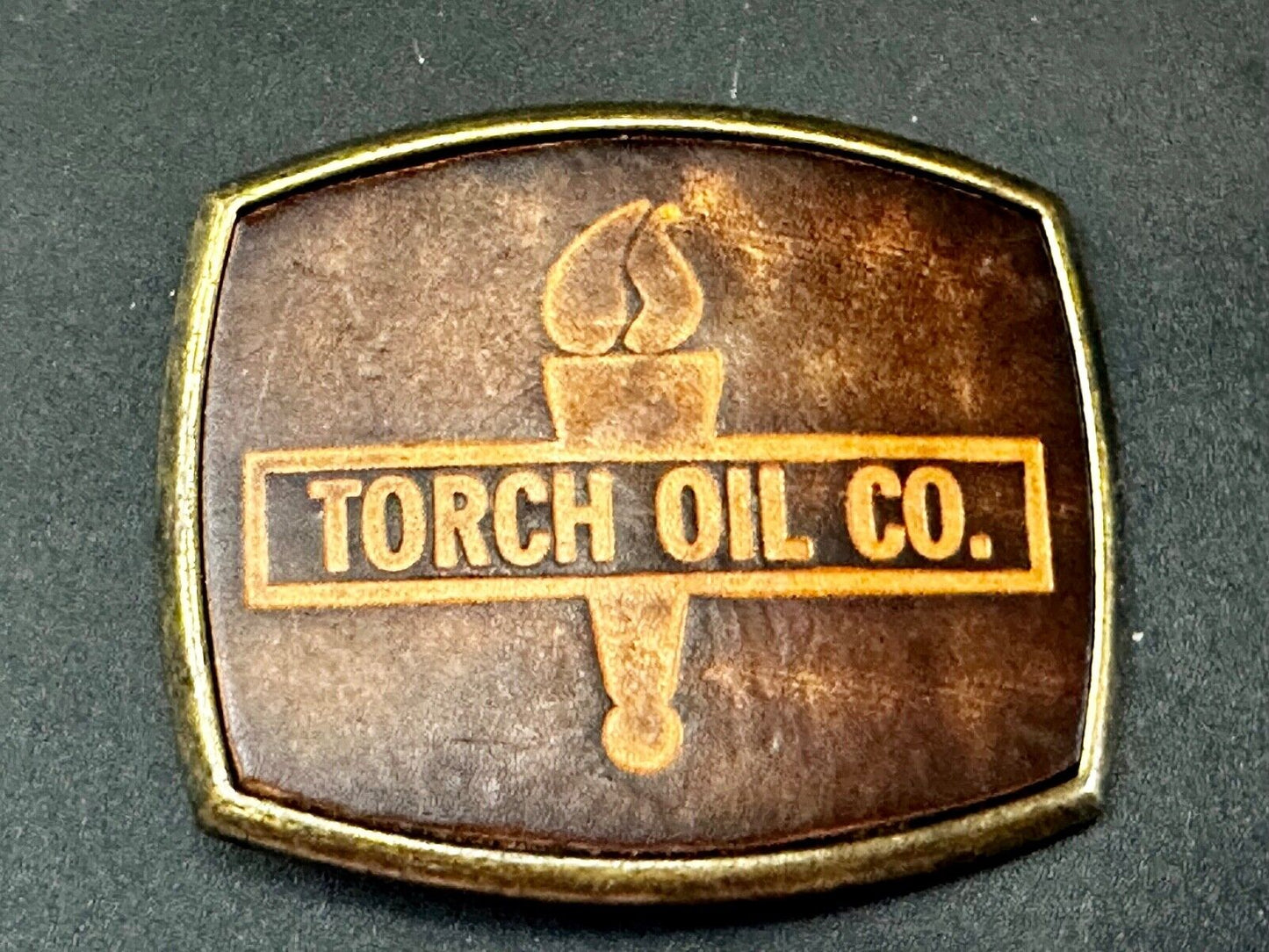Torch Oil Company gas mine drilling refinery Vintage El-Cid Belt Buckle