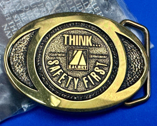THINK Safety First ZACHRY Equipment Department Vintage 1991 BTS belt buckle