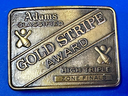 Adams Classified Bowling Gold Strike Award high Triple Zone Finals belt buckle