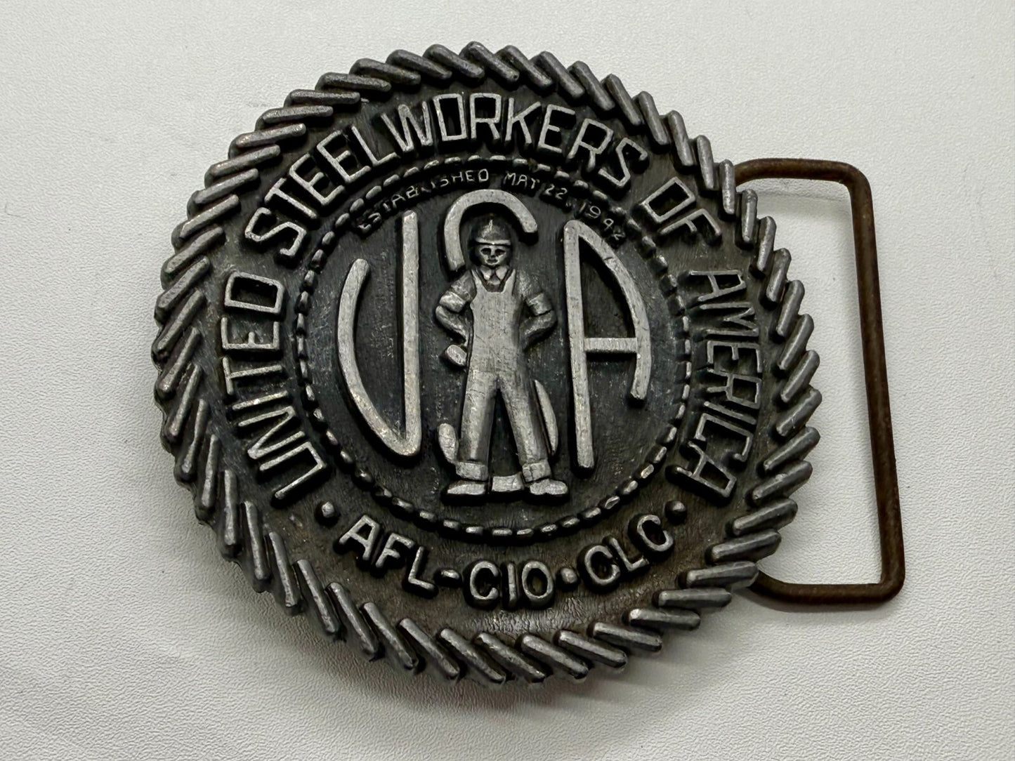 United Steelworkers of America USWA Union Est. 1942 CAPP & KNUDSEN Belt Buckle