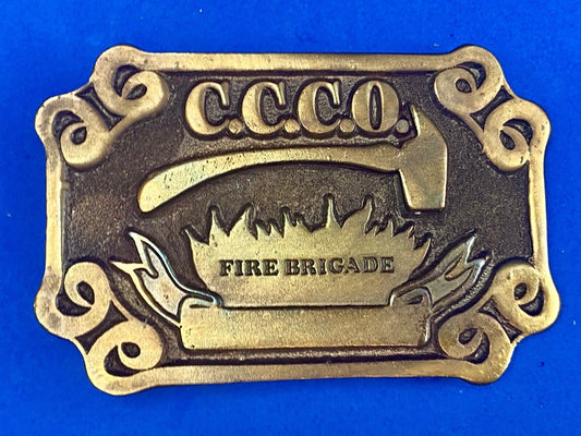 Vintage 1977 C.C.C.O. Fire Fighters Brigade belt buckle by Adezy Denver 
