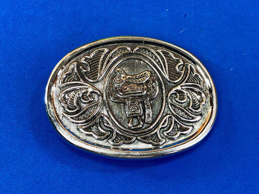 Vintage Horse Cowboy Cowgirls Rising Saddle Belt Buckle Signed Avon  