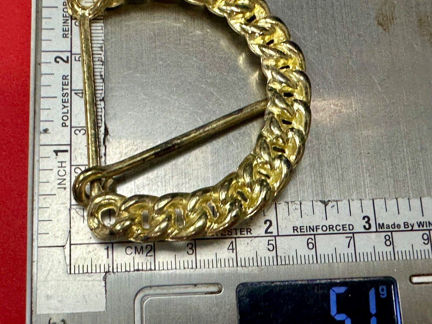 Vintage gold tone spiral or rope knot loop pattern replacement belt buckle