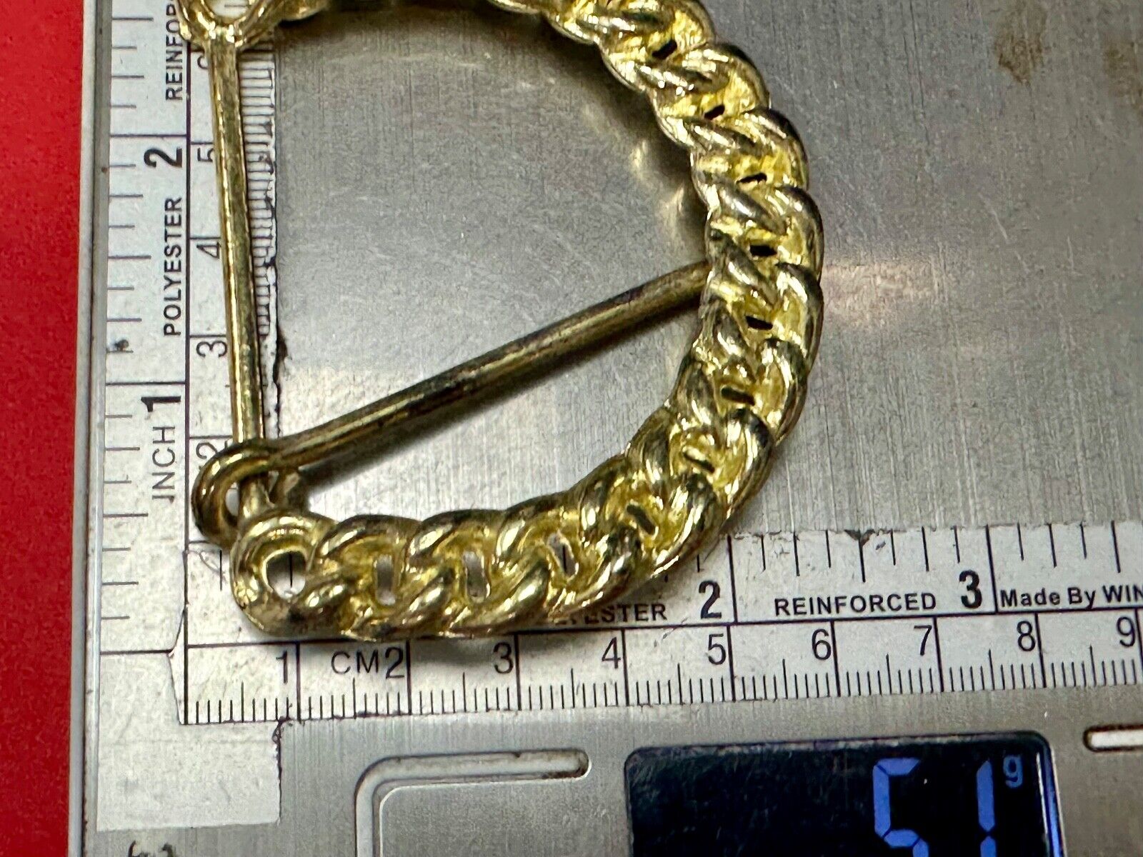 Vintage gold tone spiral or rope knot loop pattern replacement belt buckle