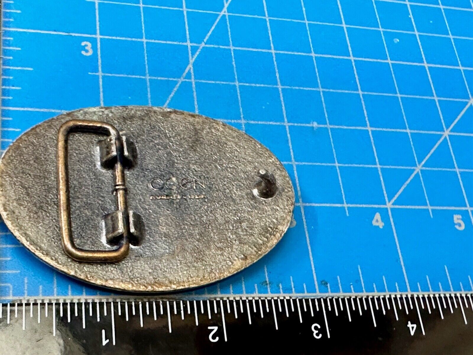 BILL  vintage custom name metal faux wood grain Belt Buckle By Oden