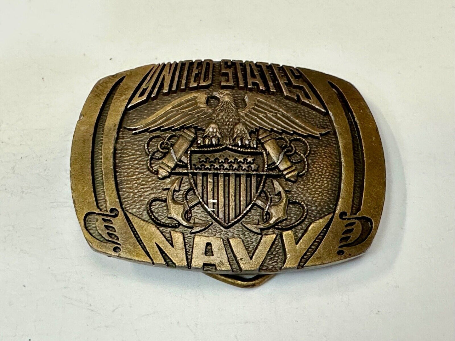 United States Navy Vintage Military 1980 Indiana Metal Craft belt buckle KR-89