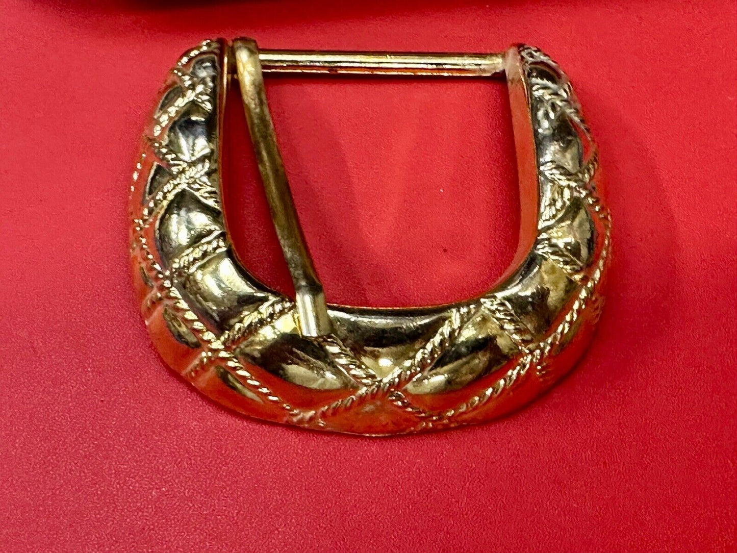 Vintage gold tone weave pattern Replacement belt buckle ET-3318