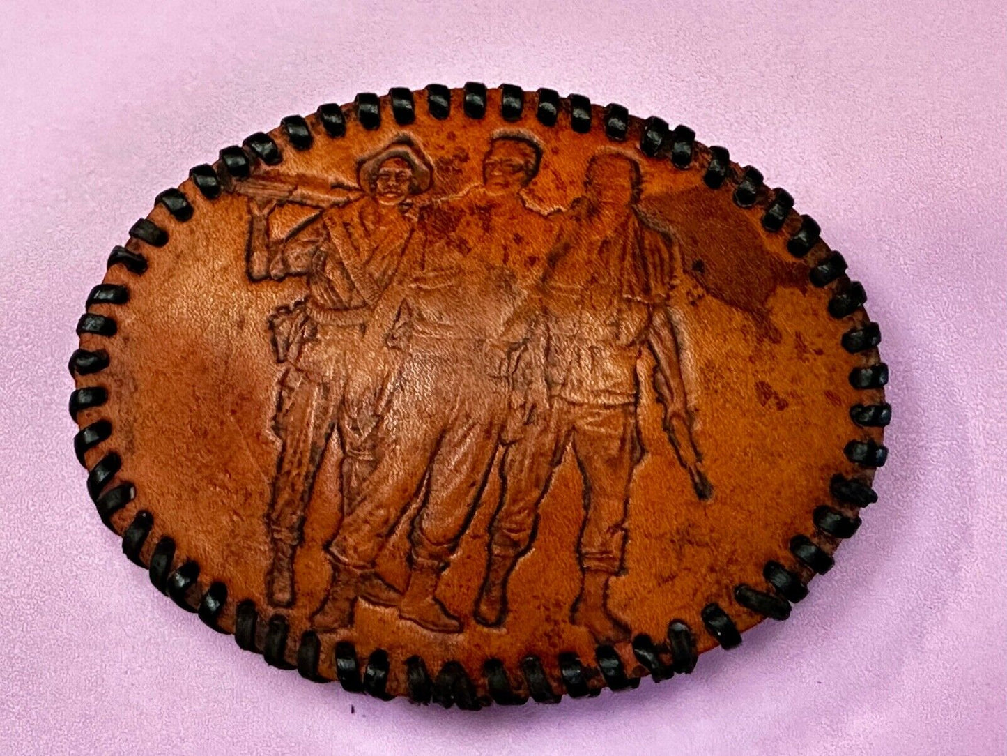Vietnam War Memorial The Three Soldiers Statue Leather Vintage Belt Buckle