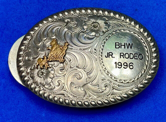Bhw Jr. Rodeo 1996 Trophy Style German Silver Western Belt Buckle By Wage’s 