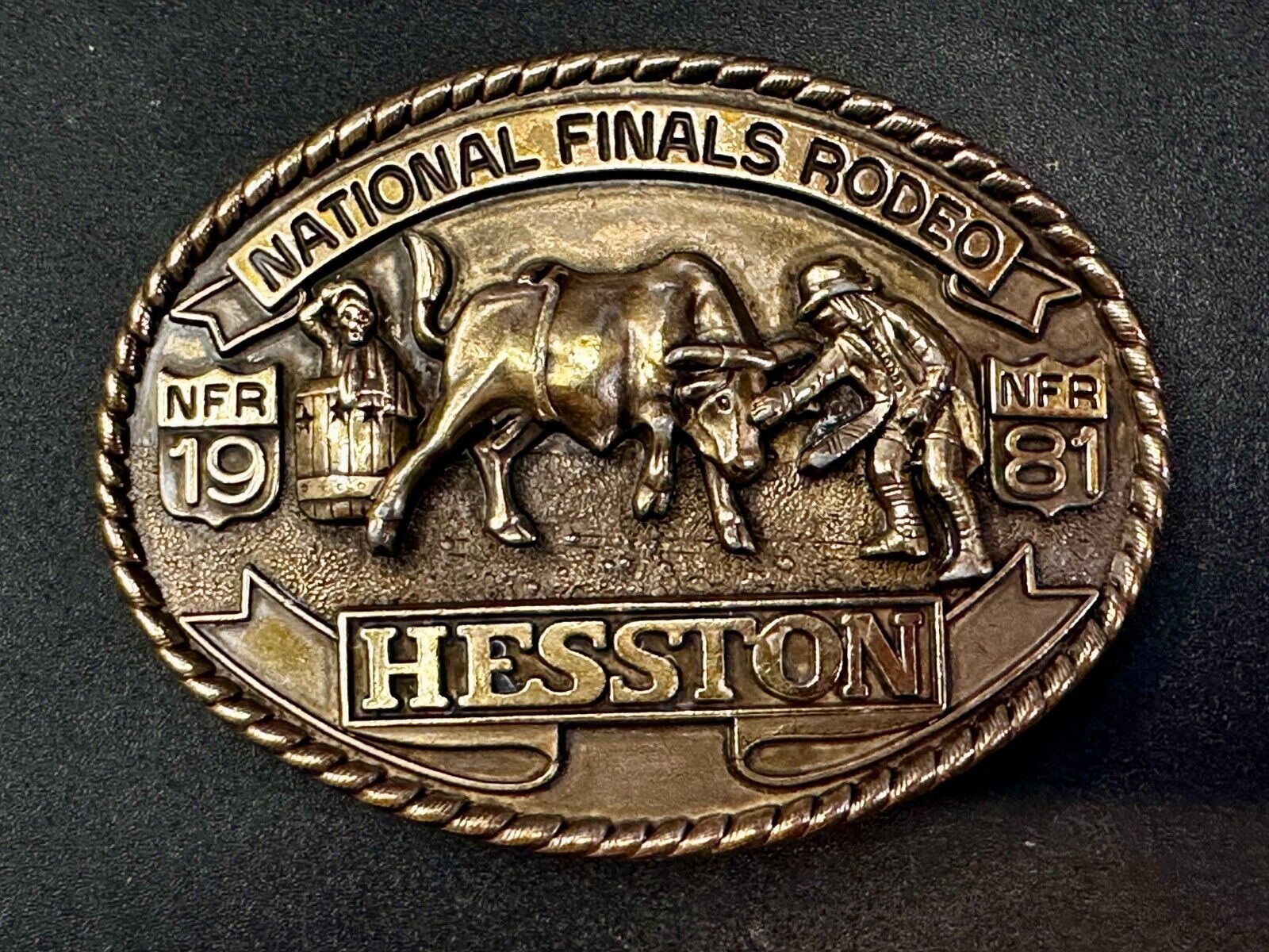 1981 Hesston National Finals Rodeo NFR Cowboys Belt Buckle -  7th edition