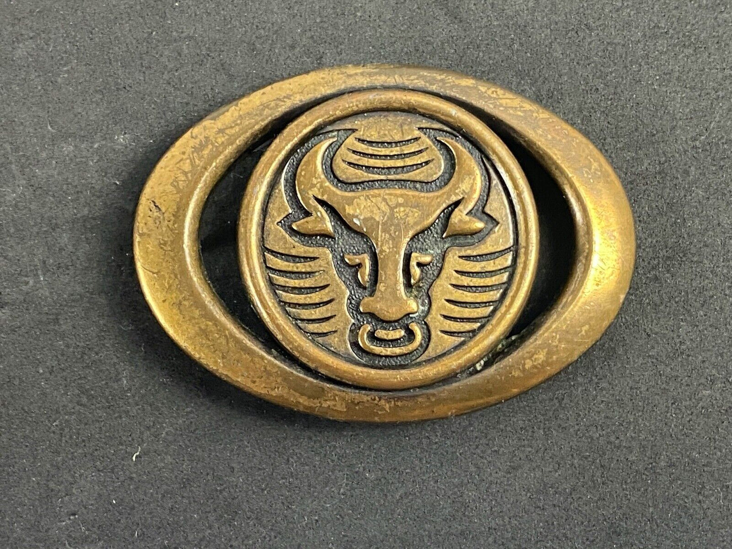 Vintage Diablo Cow Skull Western Belt Buckle 